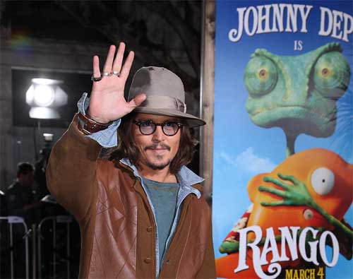 Johnny Depp at RANGO movie premiere 